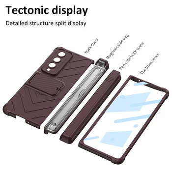 Стъклен Екран С Магнитна Плъзгаща се Дръжка за Чанта Панта Пълна Броня Защитно покритие За Samsung Galaxy Z Fold 4 Скрита Поставка Калъф За PC Изображение 2