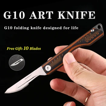 G10 Мини Сгъваем нож EDC Висока Твърдост Резба Инструмент за Оцеляване На Открито Самопомощ Сгъваеми Ножове Нескользящая Дръжка Буэ Оранжево