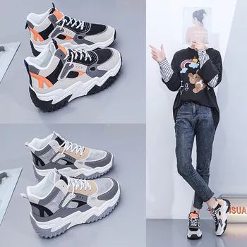 022 Корейската версия есен-зима нов студентски спортни обувки за почивка дантела, увеличени женски Y02