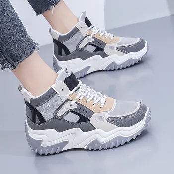 022 Корейската версия есен-зима нов студентски спортни обувки за почивка дантела, увеличени женски Y02 Изображение 2