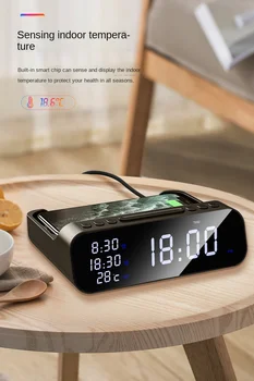 15 W за Бързо Безжично Зарядно Устройство alarm clock Тестер Температура C USB Зарядно За iPhone XR XS 11 12 13 Pro Max Samsung Xiaomi Изображение 2