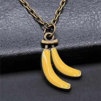 Колие Банан емайл цвят 26кс14мм антични бронз начин просто винтажное античен привесное За Жени