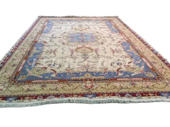 Безплатна доставка 9 'X12'160 Линия Ръчно плетени, Вълна и Коприна, Ориенталски, Персийски Килим, ръчно изработени персийски килим
