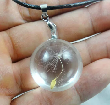 Естествен камък кварцов кристал Кръгло стъкло семена на глухарче висулка за 