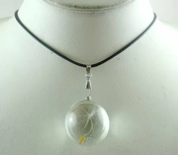 Естествен камък кварцов кристал Кръгло стъкло семена на глухарче висулка за 