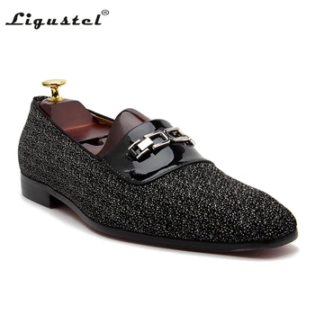 Ligustel/ Дизайнерски Ежедневни Обувки; Мъжки Кожени лоферы Високо качество; Колекция 2021 г.; вечерни модел обувки за Бала; Сватба парти; Черни Обувки ; - Големи Размери