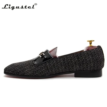 Ligustel/ Дизайнерски Ежедневни Обувки; Мъжки Кожени лоферы Високо качество; Колекция 2021 г.; вечерни модел обувки за Бала; Сватба парти; Черни Обувки ; - Големи Размери Изображение 2