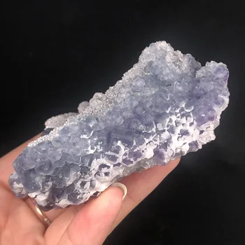 Чист натурален синкаво-лилави кристали флуорит проба минерал рейки лечебната медитация Изображение 2