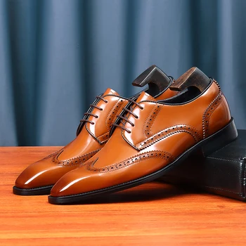 По-големи Размери 6-12, Благородни Мъжки обувки-oxfords с Перфорации тип 