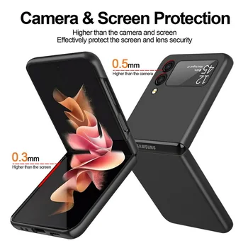 За Samsung Galaxy Z Flip3 5G Z Flip4 устойчив на удари Твърд PC Сгъваем Калъф За Samsung Z Flip3 Z Flip4 Однотонная Облекло Луксозен Калъф За вашия Телефон Изображение 2