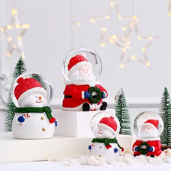 Кристална Топка С Подсветка На Дядо Коледа, Снежен Човек Плот Кръгъл Светлинен Украса Креативен Модерен Нов Коледен Подарък Занаяти