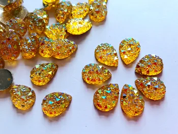 100 бр. нов модерен стил gold crystal шият кристали flatback каплевидная форма на 13*18 мм 2 дупки скъпоценни камъни