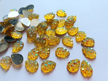 100 бр. нов модерен стил gold crystal шият кристали flatback каплевидная форма на 13*18 мм 2 дупки скъпоценни камъни Изображение 2