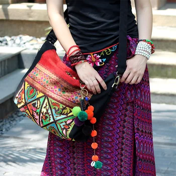 ГОРЕЩА Брандираната черна холщовая чанта с бродирани, за жени, модни ежедневна чанта през рамо дамски чанти