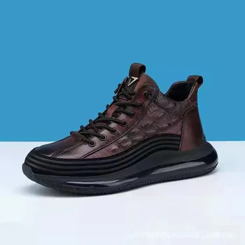 Мъжки обувки 2022 Пролет и есен нова ежедневната тенденция обувки на дебела подметка със средна дължина, с въздушна възглавница, спортни обувки с рибено принтом Изображение 2