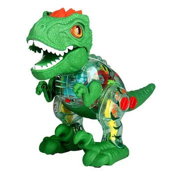 САМ се Съберат Парк Динозаври Динозаври Карикатура Цветна Светлина Електрически Прозрачен Колело тиранозавър рекс Играчки За Деца, Подарък