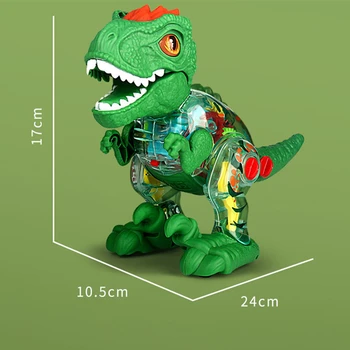 САМ се Съберат Парк Динозаври Динозаври Карикатура Цветна Светлина Електрически Прозрачен Колело тиранозавър рекс Играчки За Деца, Подарък Изображение 2