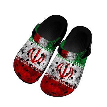 Ирански Флаг Домашни Сабо По Поръчка Водоустойчив Мъжки Обувки Дамски Тийнейджърката Иранската Обувки Градински Сабо Дишащи Плажни Чехли С Дупки