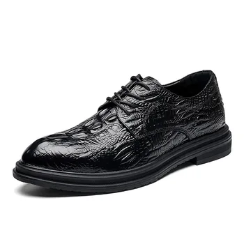 2021 Нов Прием на Ретро Воловий Дизайн Мъжки Класически Бизнес Официалната Мъжки Обувки Кожени Обувки с остър Петите Рокля Оксфорд