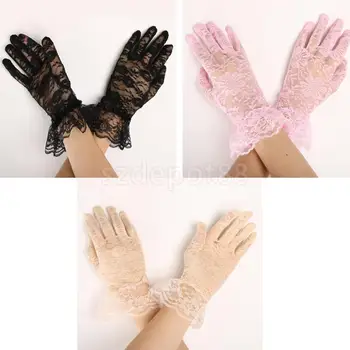 Дамски Дантелени Къси Пълни Ръкавици За Сватбени Аксесоари, Вечерни Ръкавици За Бала
