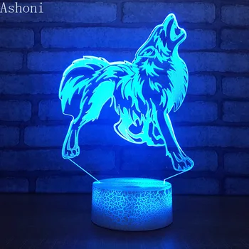 3D Настолна Лампа Във Форма на Вълк, LED Touch 7 Цвята, Имам лека нощ, Вечерни богата Декорация За Дома, Детски Коледен Подарък