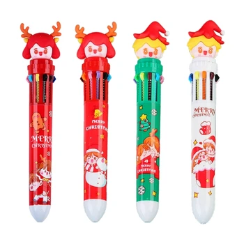 10 Цвята в една химикалка Дръжката Сгъваем Химикалка Писалка Коледни Химикалки за Писане за Деца, Момчета и Момичета, Студентски игри с Награди