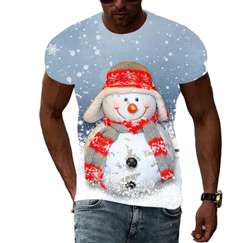 Коледен Карнавал, Новост 2022, Брандираната Мъжки тениски с 3D принтом, Костюми на Дядо Коледа, Коледно Дърво/Снежен човек, Атмосфера, Ежедневни Блузи Изображение 2