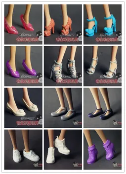 100 чифта за кукли Барби обувки и аксесоари за Обувки Смесен стил Смесен цвят Обувки за кукли 1/6, 200 бр./лот на Едро Изображение 2