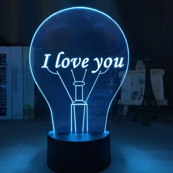 3d Иллюзионная Лампа I Love You за Детска Спални, Интериор, нощна светлина, Led, което променя Цвета си, Сензорен Датчик, Акрилни Детски лека нощ, Подарък Изображение 2
