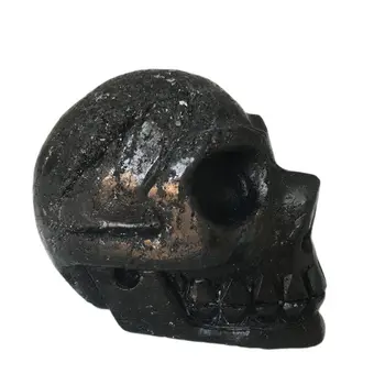 Натурален черен турмалиновый череп за продажба Камъни и кристали за декорация на дома, декоративни кристален череп