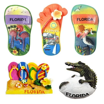Ръчно Рисувани Флорида Алигатор Обувки С Фламинго 3D Магнит За Хладилник Туристически Сувенири, Магнитни Стикери За Хладилник Подарък