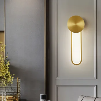 Европейски стил просто чист мед овалния led творчески прост висококачествен златна светлина луксозно нощно шкафче за спалнята, с монтиран на стената лампа LX111207 Изображение 2