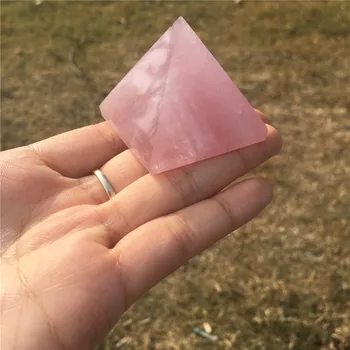 1бр красив естествен розов кварц кристал пирамида обелиск Кула лечебни кристали минерал, скъпоценен камък духовност кула начало декор