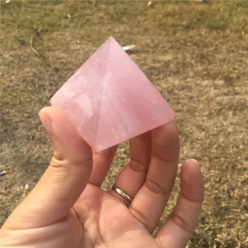 1бр красив естествен розов кварц кристал пирамида обелиск Кула лечебни кристали минерал, скъпоценен камък духовност кула начало декор Изображение 2