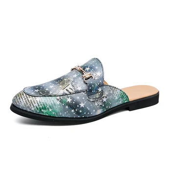 Луксозни дизайнерски маркови обувки, Мъжки летни Сватбени Модни вечерни чехли, кожени чехли със звездите, мъжки ежедневни обувки Mule mo-57