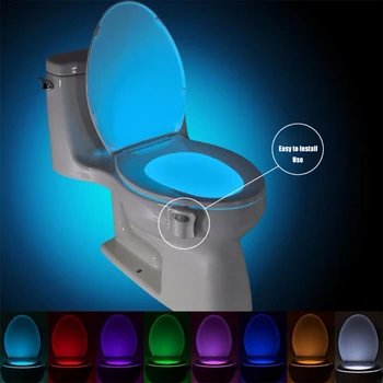 Интелигентен Сензор за Движение PIR Седалка За Тоалетна нощна светлина 8 Цвята Водоустойчив Осветление За Тоалетна Led Лампа Luminaria WC, Тоалетка, Лампа,