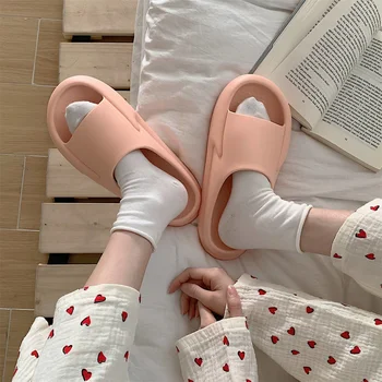SP & CITY/Летни меки Домашни Чехли на Дебелото плоска подметка в Корейски стил, За вашата Почивка Студенти, Домашно Приготвени Обувки На Дебела Подметка, Дишащи обувки На Плоска Подметка