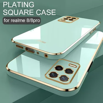 Realme8 I Луксозен Квадратен Калъф с покритие За Oppo 8и 8 4g 9i 9 Pro Plus 5g C21y Мека Силиконова Делото Realme8i Изображение 2