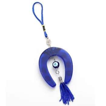 Шкентель бижута кола Ключодържател шарма форма на подкова очите синята привесной С Буле Сензацията на Очите Изображение 2