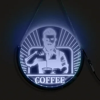 Кафе Бар LED Неон през Цялата Знак на Кафе Магазин Декоративен гама цветове RGB с Дистанционно Управление Стенен монтаж Лампа, Окачена Арт Подарък За Любителите на Кафе