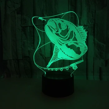 3D Creative Риболов Моделиране Подаръци Настолна Лампа Начало Декор Визия Лампара LED USB 7 Цвята Промяна на Дете Спящата Риба лека нощ