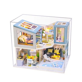 Направи си САМ куклена къща вила куклена къща кухненски мебели от дърво къща мини дървени аксесоари за детски коледни играчки, подаръци За Деца Изображение 2