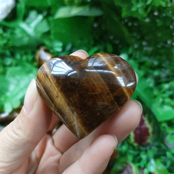 Натурален проба на камък от тигрового очите, изрежете ръчно проба на камък във формата на сърце 1 бр. Изображение 2