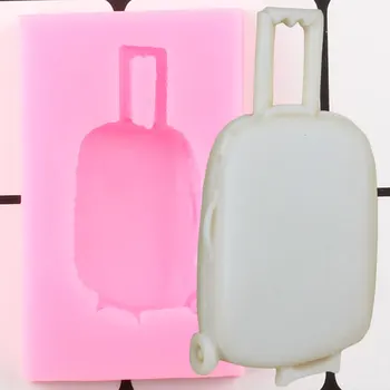 3D Пътен Куфар Количка чанта за Носене Силиконови Форми на Сапун Фондан Мухъл DIY Инструменти За Украса на Торта, Бонбони Глина, Шоколад Gumpaste Форма