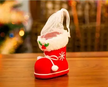 2016 Нови Сладки Обувки Във Формата На Коледна Украса За Доставка На Аксесоари За Дома Дръжка Контейнер Кутия За Съхранение На Коледни Бонбони Ботуши