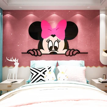 Сладък Мини 3D акрилни стенни декорации за спални за момичета, детски стикери