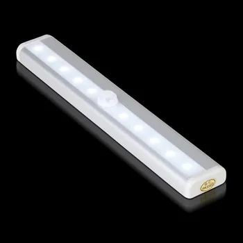 2 броя Безжични Движение PIR Сензор лека нощ 10 LED AAA батерия хранене Шкаф Лампа с Магнитна Пръчка Топло/бяла светлина избор