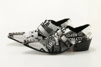 Sapato Социална Графити Вестник Принт Мъжки Ежедневни Кожени Обувки С Катарами На Дантела-Мъжки Oxfords Италиански Обувки За Мъже