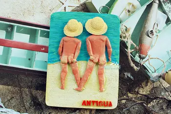 Остров Антигуа Две Малки момчета Забавен Туристически Пътен Спомен 3D Смола Хладилник Магнит На Хладилника: Скъпа ИДЕЯ за ПОДАРЪК