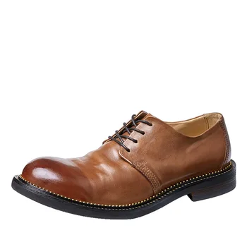 Пролет-есен Ежедневни мъжки Обувки От естествена кожа, Луксозна Модерна Бизнес обувки с Високо Качество на дантела, мъжки лоферы, Zapatos Hombre